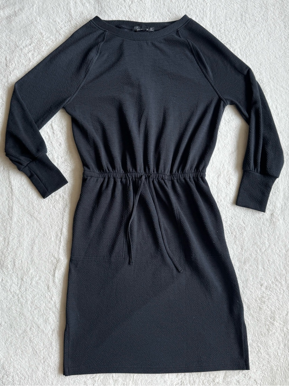 prAna Sunrise Dress Black Long Sleeve Drawstring Waist Medium